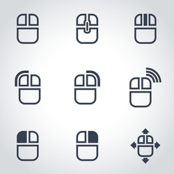 black computer mouse icon set vector