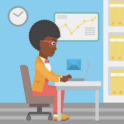 Business woman receiving or sending email vector