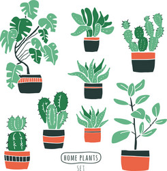 Cute Floral Houseplant Set Vector Image