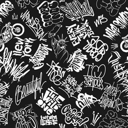 graffiti tags urban elements seamless pattern vector image