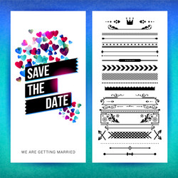 Rectangular save the date heart graphics image vector