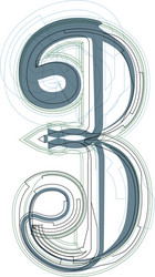 abstract number 3 vector image