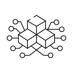 blockchain blocks line icon vector image