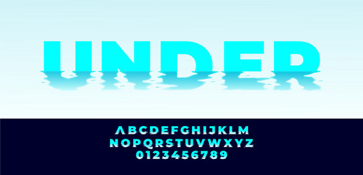 blue water effect font style design template vector