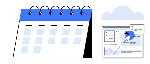 calendar and analytics dashboard highlighting data vector image