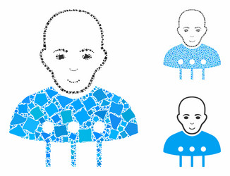 cyborg interface mosaic icon bumpy items vector image