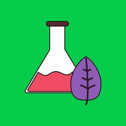 flat icon design collection lab flask with leaf vector image
