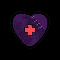 Flat shading style icon sewn heart with a cross vector