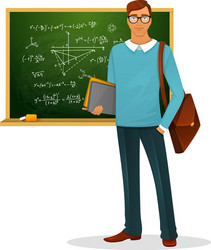 male teacher with blackboard vector