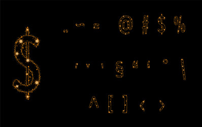 Alphabet letters from glittering gold stars vector