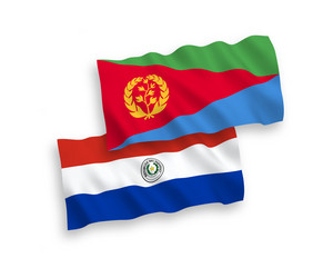 Flags of eritrea and paraguay on a white vector