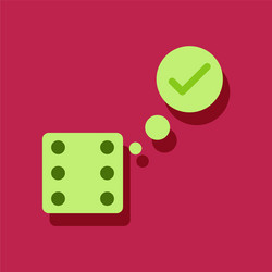 Flat icon design collection dice and check mark vector