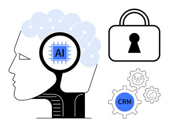 integration of ai and crm in data security vector image