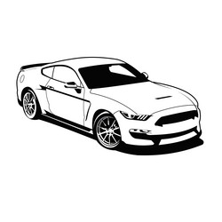 mustang muscle car black and white design vector