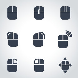 Black computer mouse icon set vector