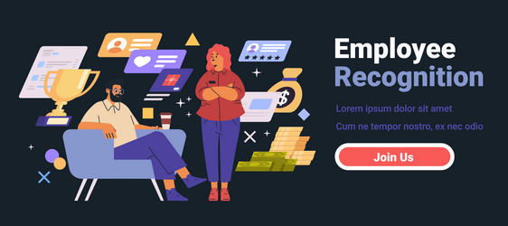 employee recognition concept with two characters vector image