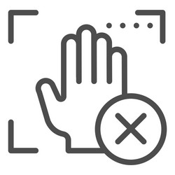 palm recognition error line icon palmprint access vector image