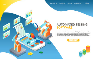 automated software testing landing page website vector image
