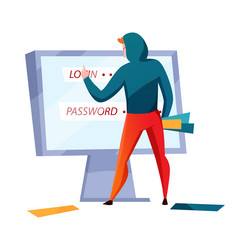 hacker entering credentials composition vector image