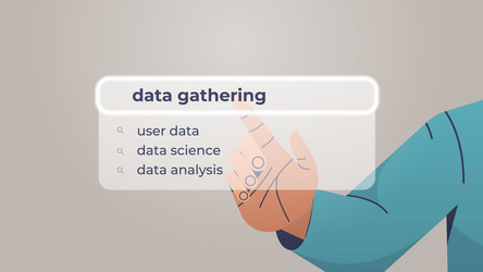 human hand choosing data gathering in search bar vector