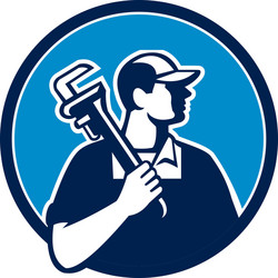 Plumber Holding Pipe Wrench Vector Image