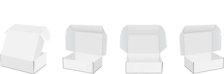 square mailing paper boxes with opened lid vector