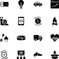 power speed graph sprint solid icons set vector