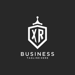 xr monogram logo initial with shield guard shape vector image