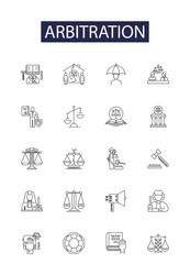 arbitration line icons and signs vector