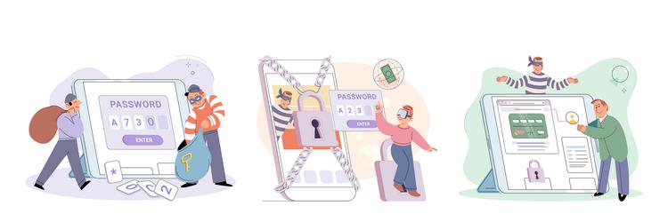 Hacker activity big set hacking computer Vector Image