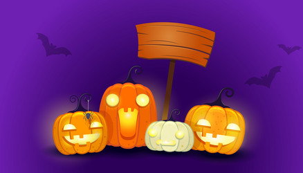 halloween background with pumpkins of different vector