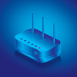 isometric network router outline wifi wireless vector