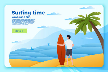 surfer on an ocean beach summer background vector