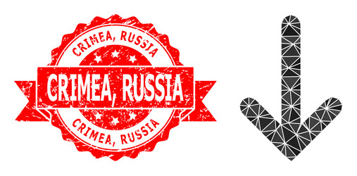 Textured crimea russia stamp and down arrow vector