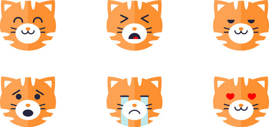 Tiger emoticon emoji set cute animal face vector