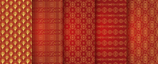 Traditional chinese pattern red golden asian Vector Image