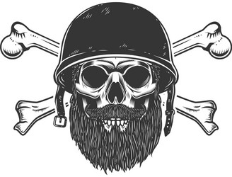 bearded soldier skull with crossed bones in army Vector Image