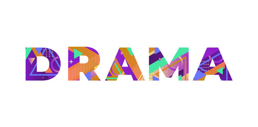 drama concept retro colorful word art vector