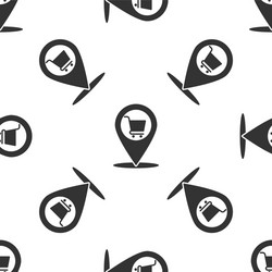 grey map pointer with shopping cart icon isolated vector image