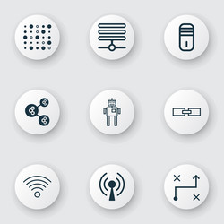 set of 9 machine learning icons includes wireless vector image