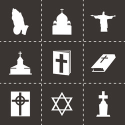 black religion icons set vector