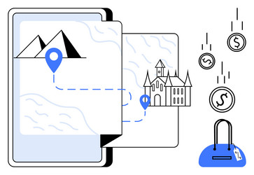 digital navigation concept with map castle vector image