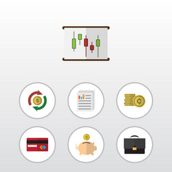 Flat icon gain set of diagram document vector