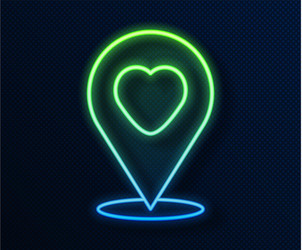glowing neon line map pointer with heart icon vector image