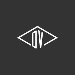 initials ov logo monogram with simple diamond vector image