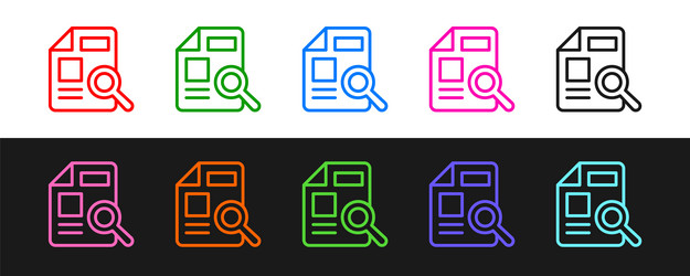 set line document with graph chart icon isolated vector image