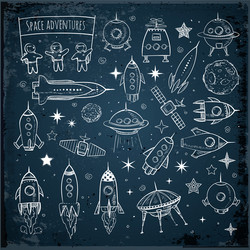 Sketchy Space Objects Collection vector image