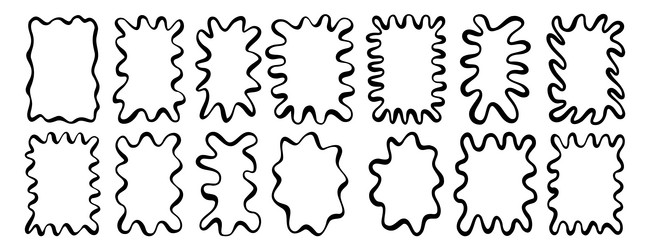 squiggle frame set smooth wavy border template vector image