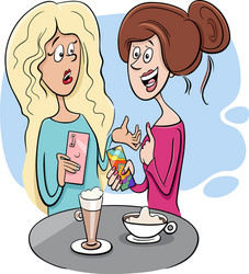 women gossip in cafe cartoon vector