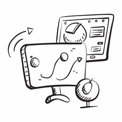 2d as network monitoring icon with a screen vector image